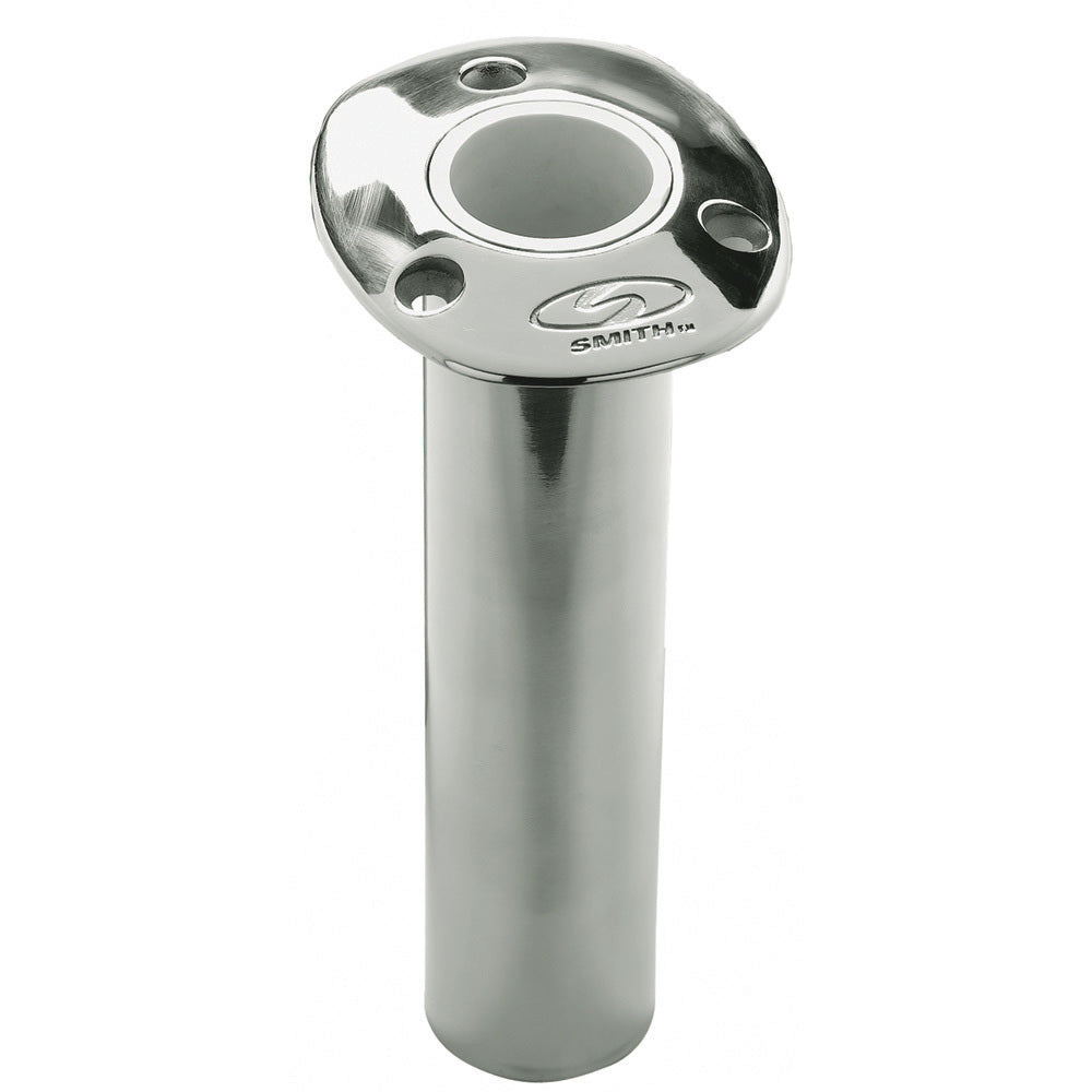 CE Smith Flush Mount Rod Holder  0 Degree  9 Depth  Stainless Steel  Cast Bottom  White Vinyl Liner 53670CA