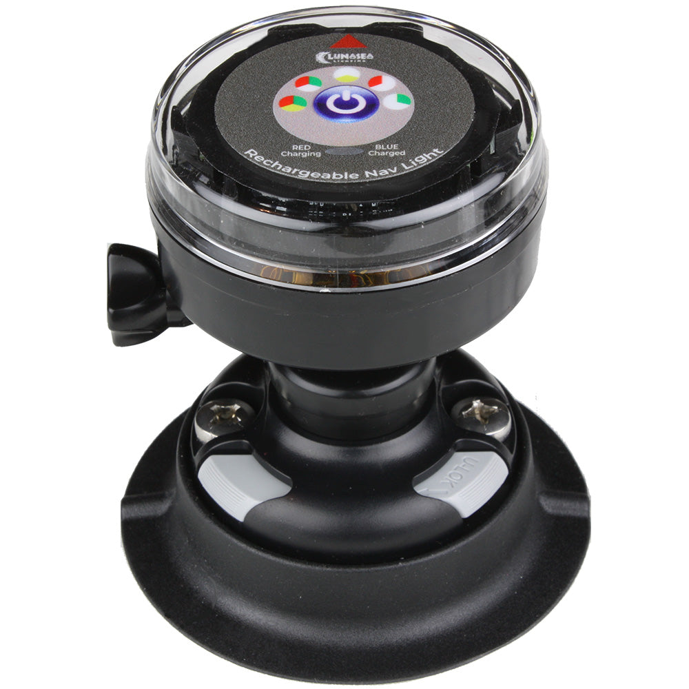 Lunasea Rechargeable TriColor Portable Navigation Light wRailBlaza Quikport Mount  Black LLB72BKUB01