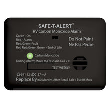 SafeTAlert 62 Series Carbon Monoxide Alarm  12V  RV Surface Mount  Black 62541BL