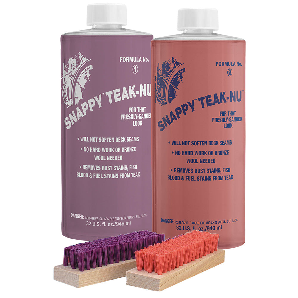 Snappy TeakNu Kit  32 oz wFormula No 1  32 oz Formula No 2  32 oz  Bristle Brush STNQKIT