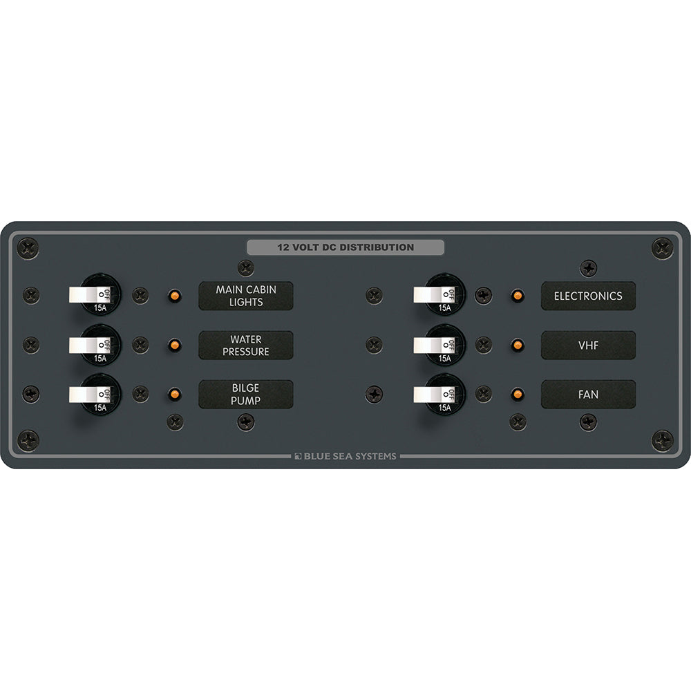 Blue Sea 8096 DC 6 Position Toggle Branch Circuit Breaker Panel  White Switches 8096