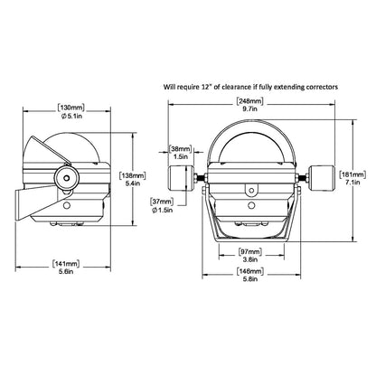 Ritchie HB845 Helmsman Steel Boat Compass  Bracket Mount  Black HB845