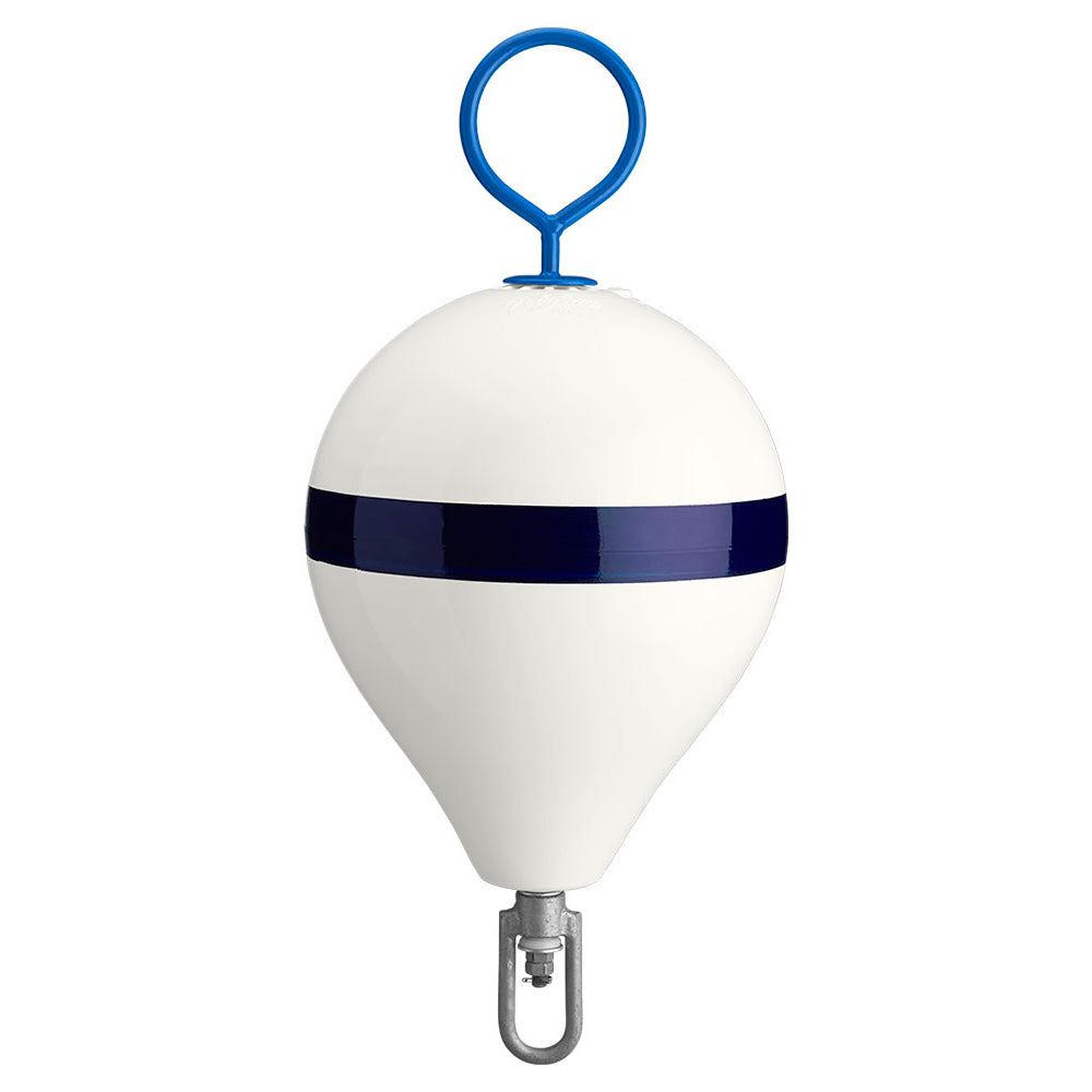 Polyform 135 CM Mooring Buoy wGalvanized Iron  White Blue Stripe CM2 WHT WSTR