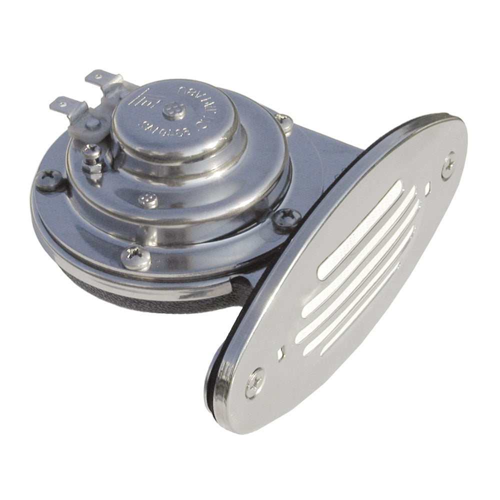 Schmitt Marine Mini Stainless Steel Single DropIn Horn wStainless Steel Grill  12V Low Pitch 10050