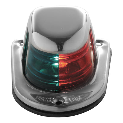Attwood 1Mile Deck Mount BiColor RedGreen Combo Sidelight  12V  Stainless Steel Housing 663187