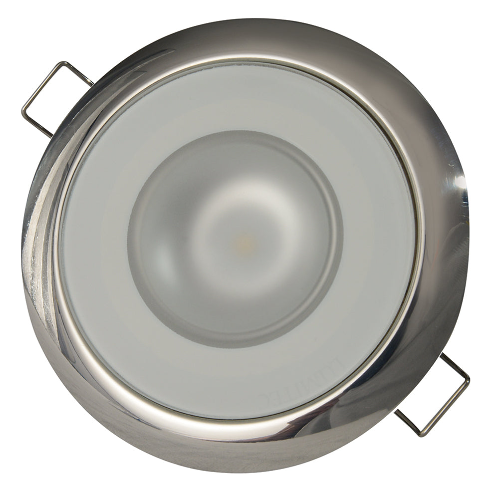 Lumitec Mirage  Flush Mount Down Light  Glass FinishPolished SS Bezel  2Color WhiteBlue Dimming 113111