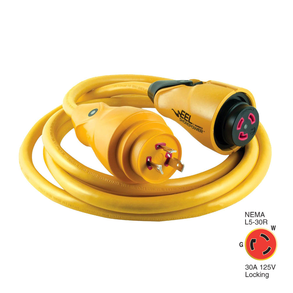 Marinco CS3012 EEL 30A 125V Shore Power Cordset  12  Yellow CS3012