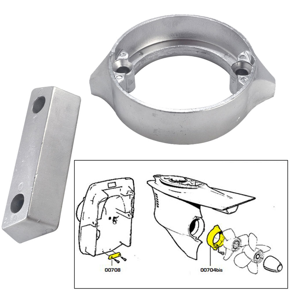 Tecnoseal Anode Kit wHardware  Volvo DuoProp 290  Zinc 20706
