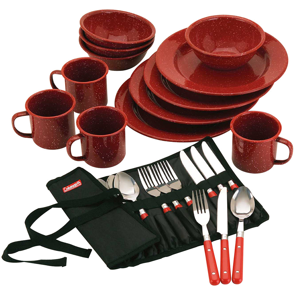 Coleman 24Piece Speckled Enamelware Cook Set  Red 2000016407