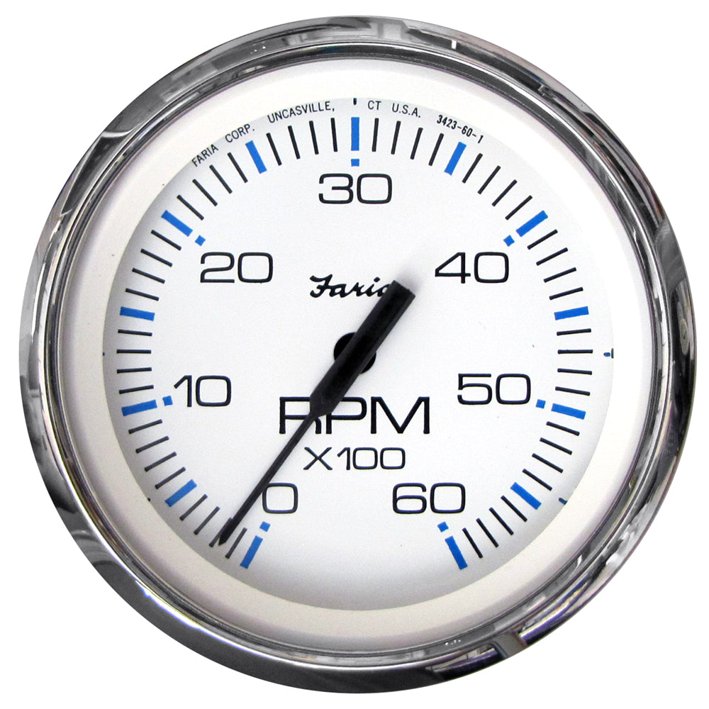 Faria Chesapeake White SS 4 Tachometer  6000 RPM Gas Inboard  IO 33807