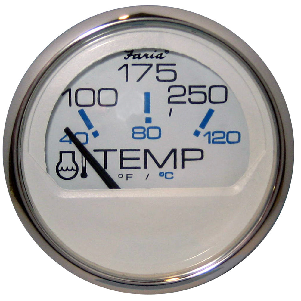Faria Chesapeake White SS 2 Water Temperature Gauge 100250 DegreeF 13804