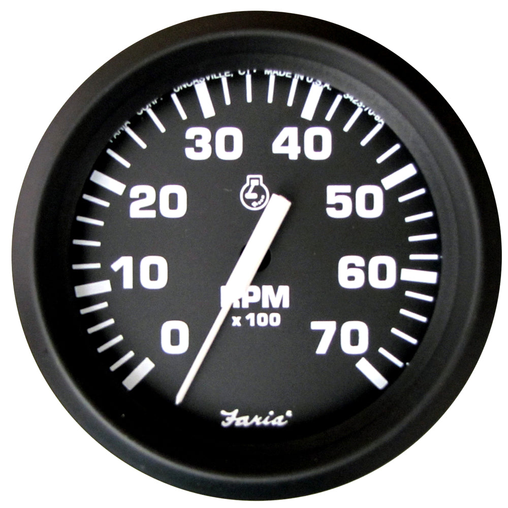 Faria Euro Black 4 Tachometer  7000 RPM Gas  All Outboard 32805