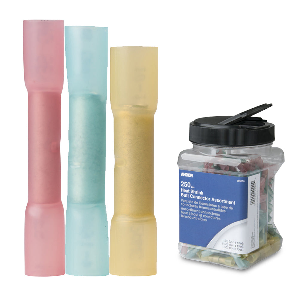 Ancor Heat Shrink Butt Connector MultiPack  250Piece  Jar 309000