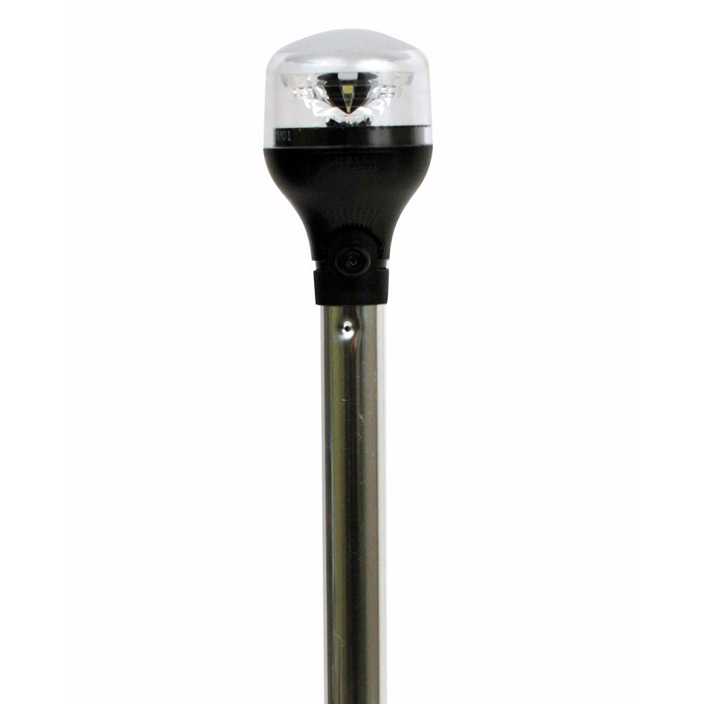 Attwood LightArmor AllAround Light  20 Aluminum Pole  Black Vertical Composite Base wAdapter 5551PA207