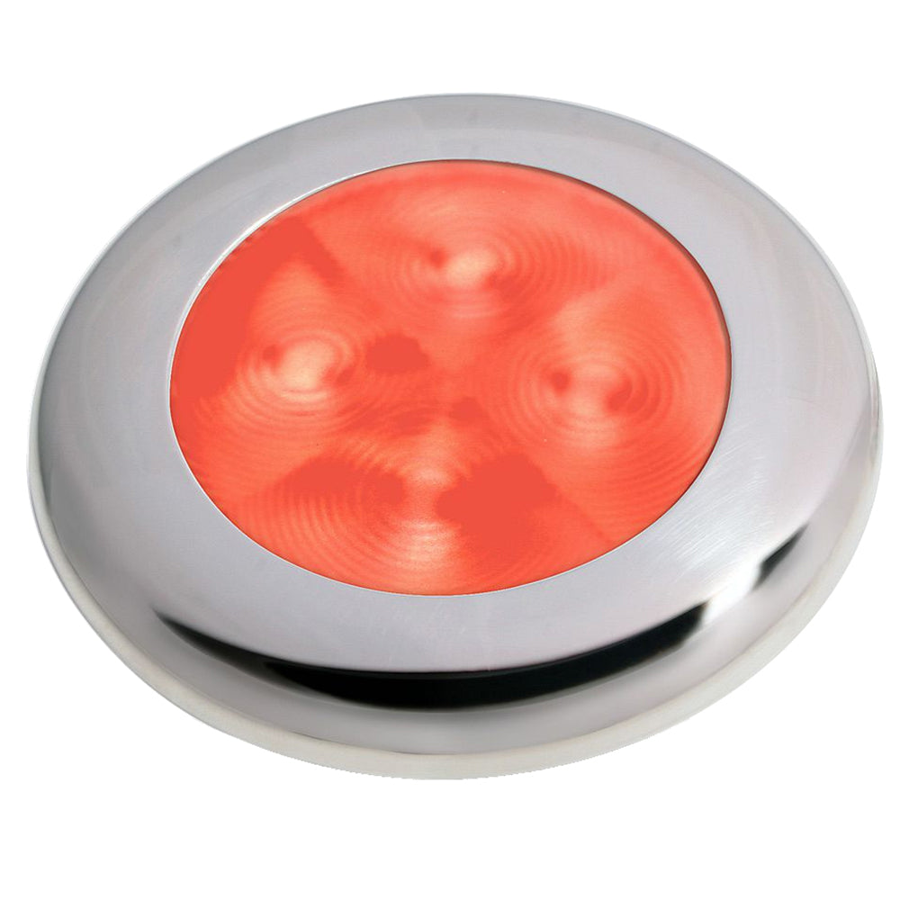Hella Marine Slim Line LED Enhanced Brightness Round Courtesy Lamp  Red LED  Stainless Steel Bezel  12V 980507221