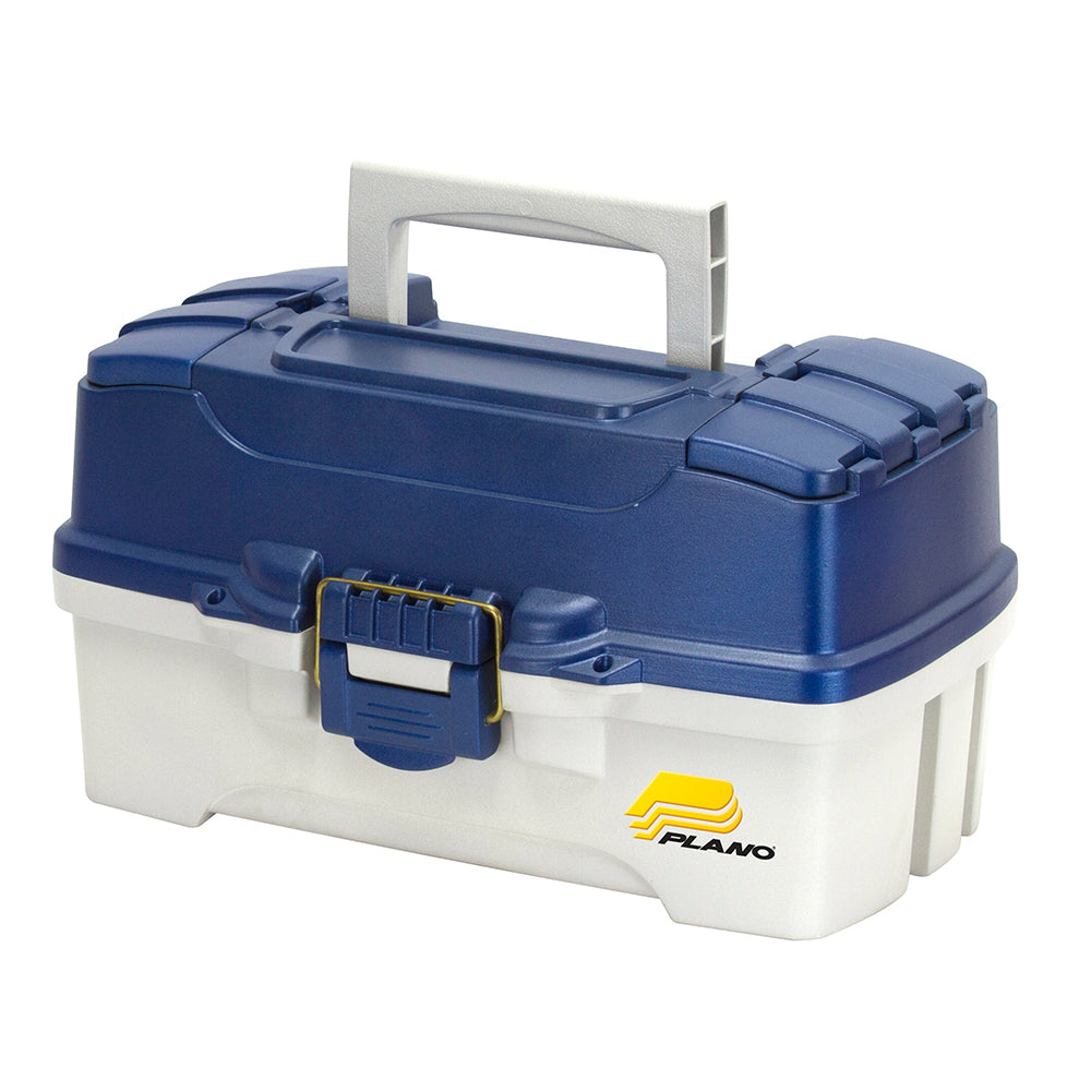Plano 2Tray Tackle Box wDuel Top Access  Blue MetallicOff White 620206