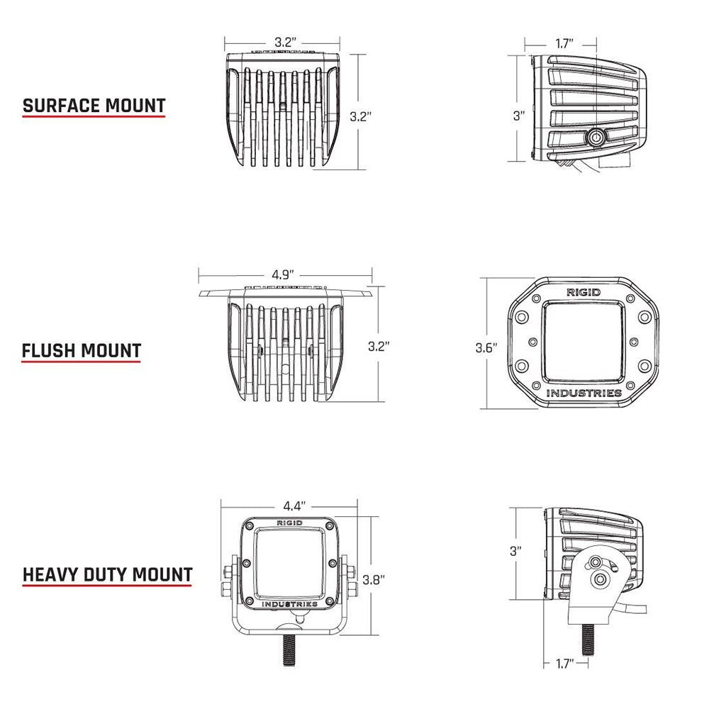 RIGID Industries DSeries PRO Flush Mount  Spot LED  Midnight Edition  Pair  Black 212213BLK