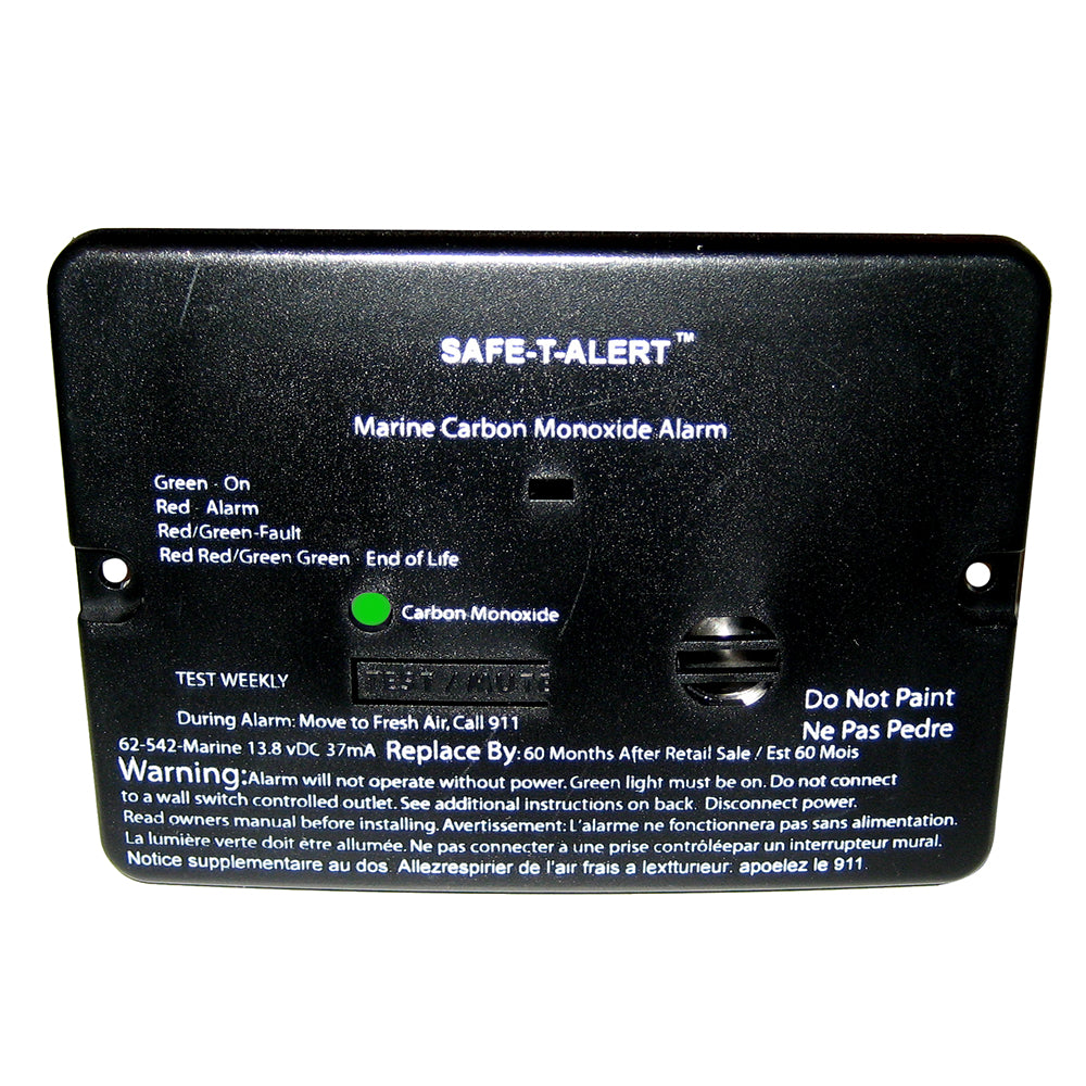 SafeTAlert 62 Series Carbon Monoxide Alarm  12V  62542Marine  Flush Mount  Black 62542MARINEBLK