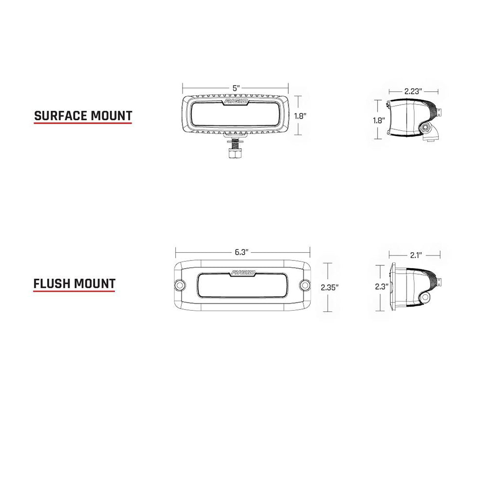 RIGID Industries SRQ PRO Back Up Light Kit  Surface Mount Diffused  Pair  Black 980023