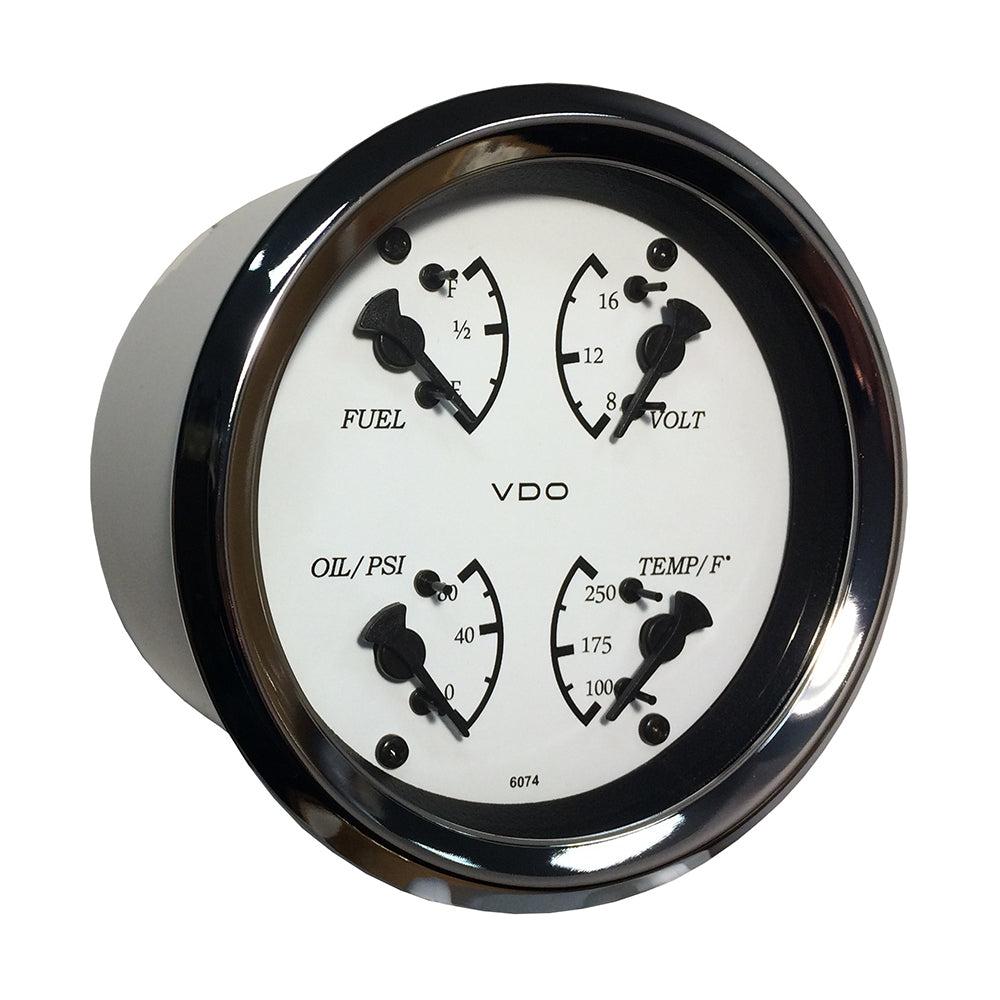 VDO Cockpit Marine 85mm 338 4 in 1 Gauge  White DialBezel 11015800