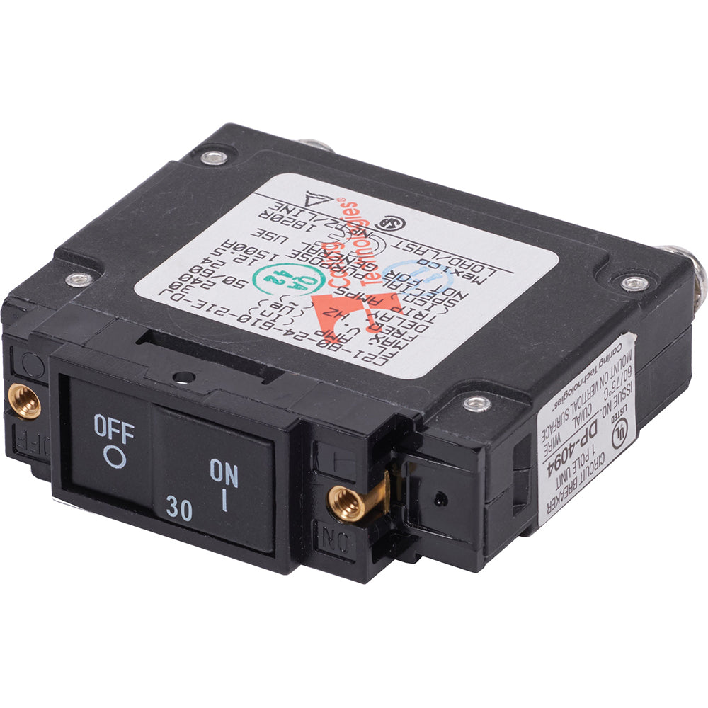 Blue Sea 7458 UL489 Circuit Breaker  30A Flat Rocker 7458