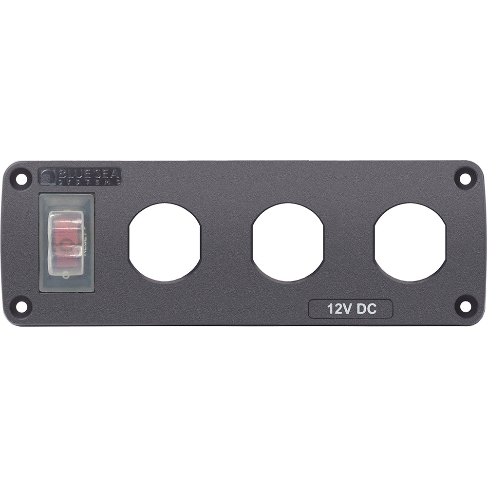 Blue Sea 4367 Water Resistant USB Accessory Panel  15A Circuit Breaker 3x Blank Apertures 4367