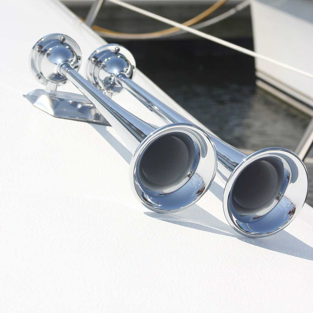 Marinco 24V Chrome Plated Dual Trumpet Air Horn 10624