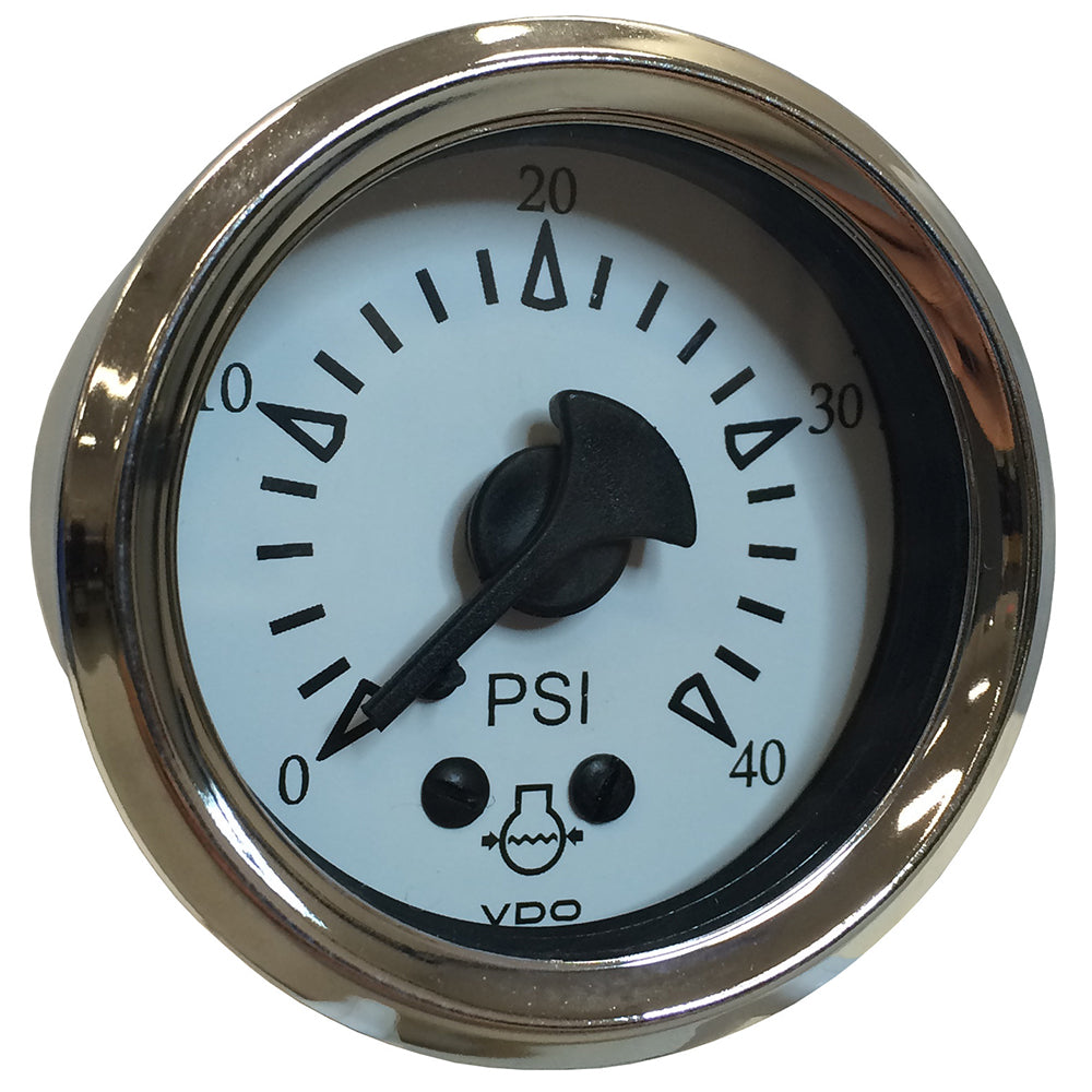 VDO Cockpit Marine 52MM 2116 Mechanical Water Pressure Gauge  White DialChrome Bezel 15015283