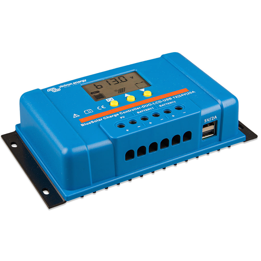 Victron BlueSolar PWM Charge Controller DUO LCD  USB Charge Control  1224VDC  20A SCC010020060