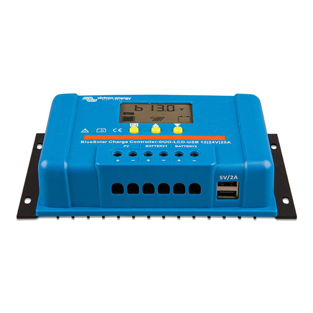 Victron BlueSolar PWM Charge Controller DUO LCD  USB Charge Control  1224VDC  20A SCC010020060