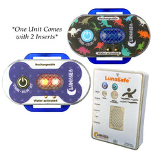 Lunasea ChildPet Safety Water Activated Strobe Light wRF Transmitter  Portable AudioVisual Receiver  Blue Case
