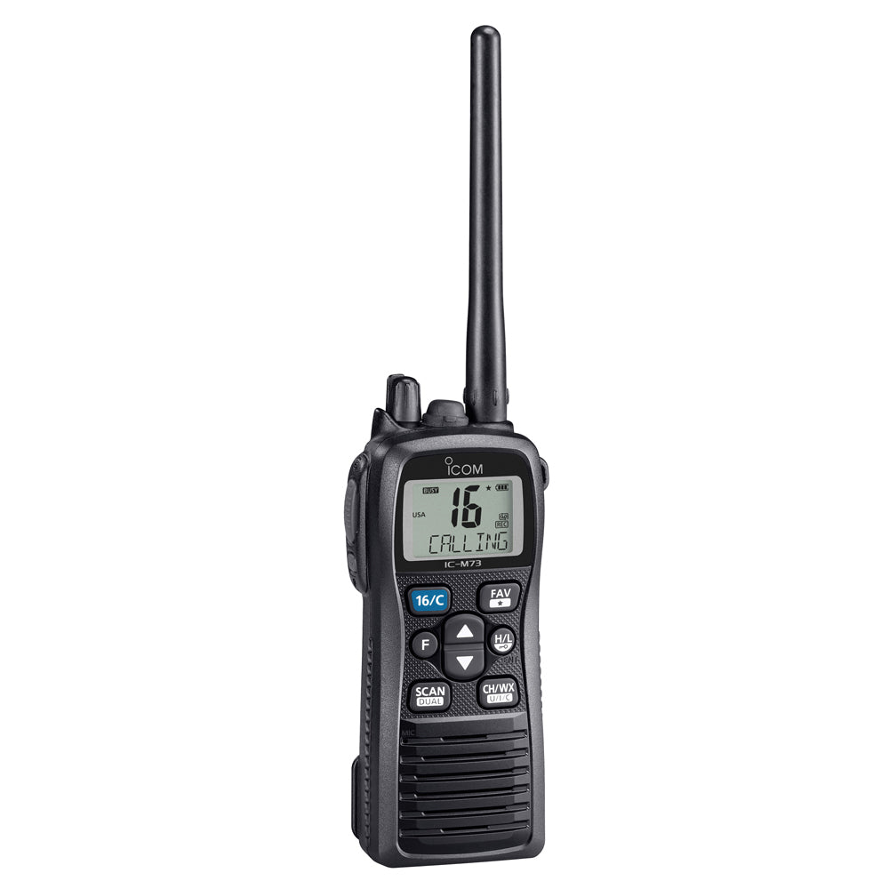 Icom ICM73 PLUS Handheld VHF Marine Radio wActive Noise Cancelling  Voice Recording  6W M73 PLUS 71 USA