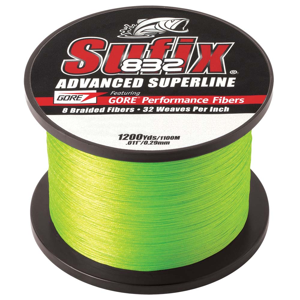Sufix 832 Advanced Superline Braid  10lb  Neon Lime  1200 yds 660310L