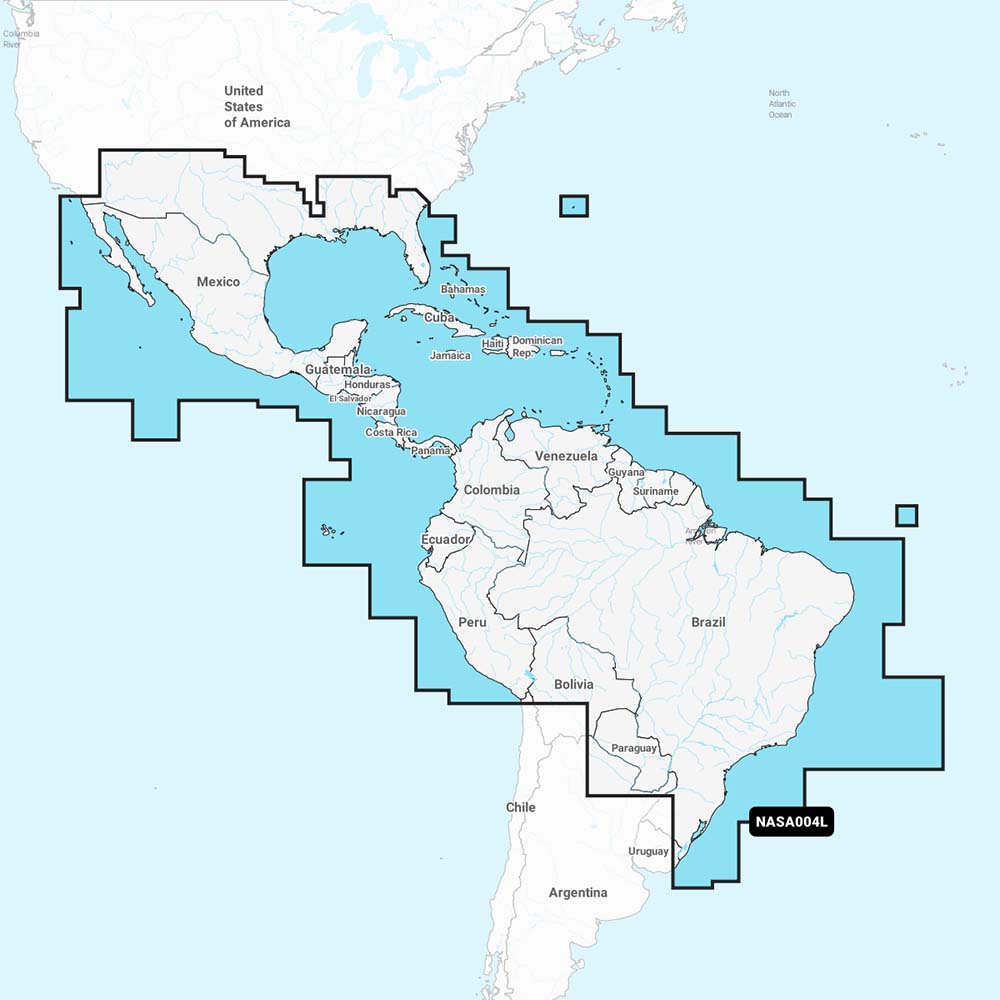 Navionics NASA004L  Mexico Caribbean to Brazil  Navionics 010C136430