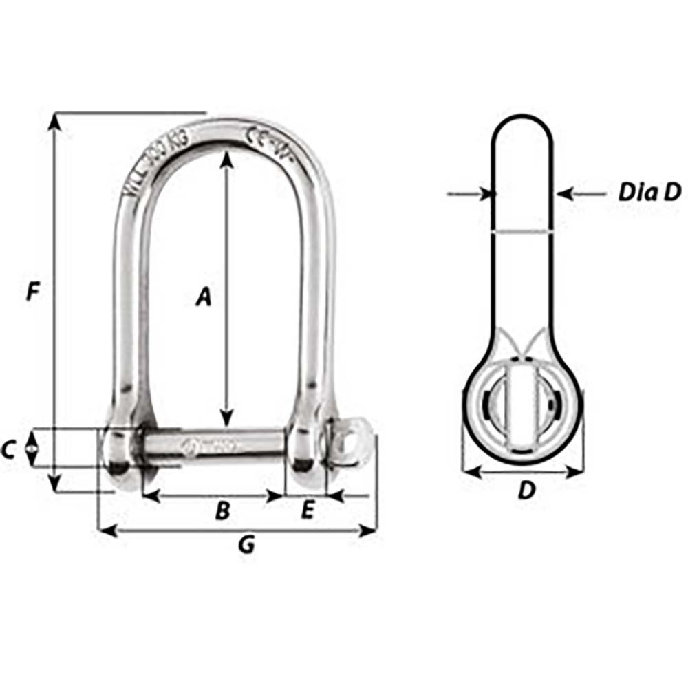 Wichard SelfLocking Large Shackle  Diameter 5mm  316 1262W