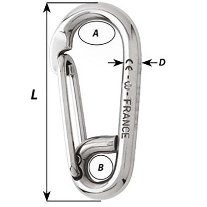 Wichard Symmetric Carbine Hook  Length 80mm  516 2315W