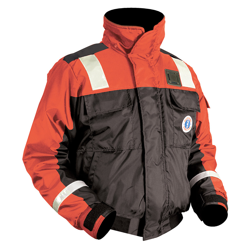Mustang Classic Flotation Bomber Jacket wReflective Tape  OrangeBlack  Medium MJ6214T133M206