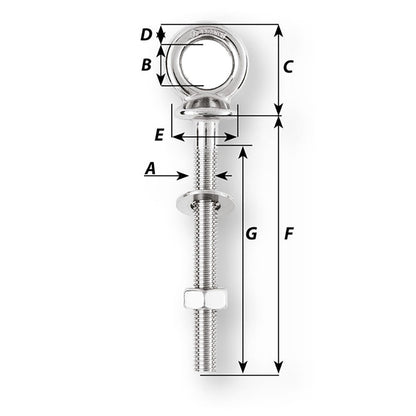 Wichard Eye Bolt  Diameter 1532  Length 1916 6490W