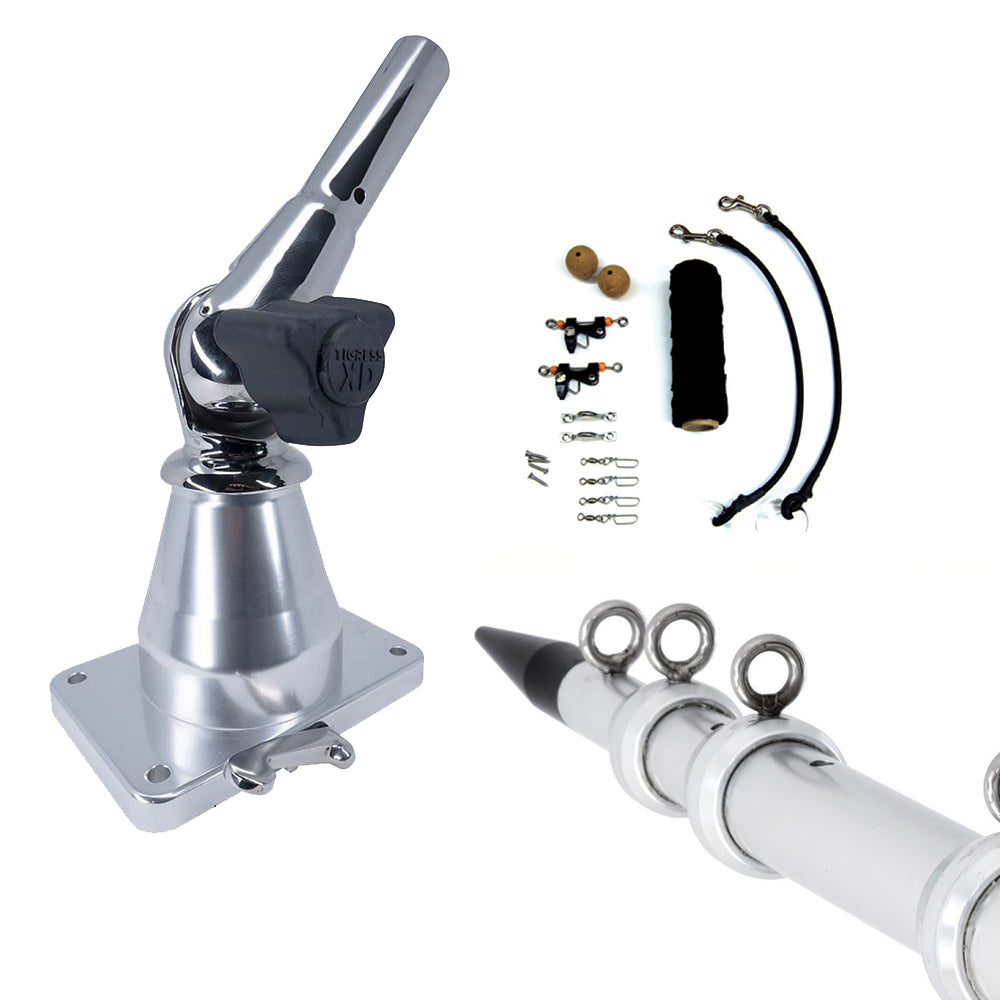 Tigress XD Bay Series Top Mount System  15  Aluminum Silver Outriggers Deluxe Rigging Kit 888232