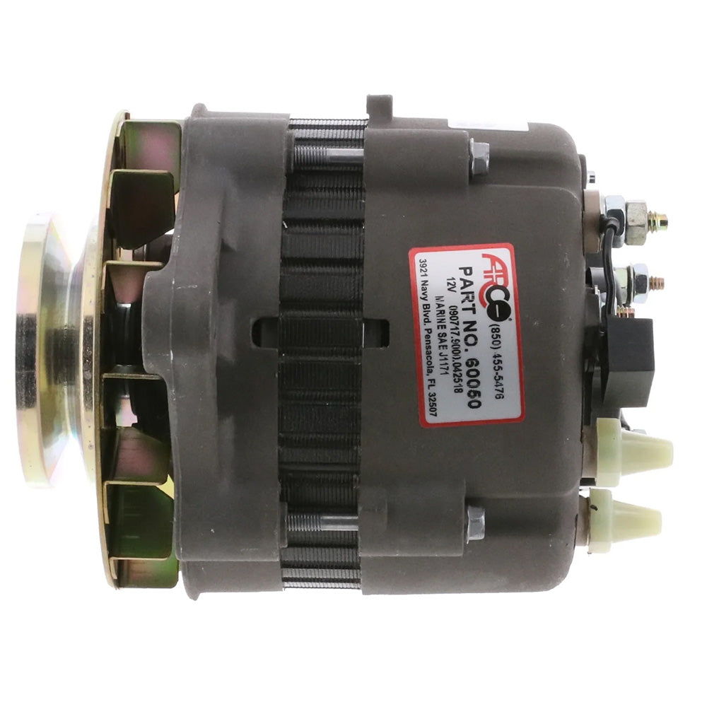ARCO Marine Premium Replacement Alternator wSingle Groove Pulley  12V 55A 60050