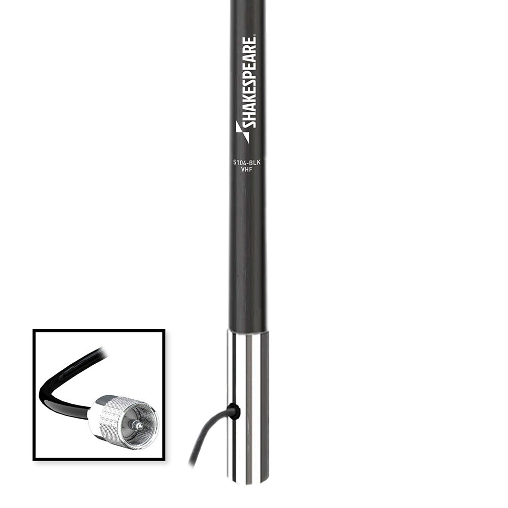 Shakespeare 5104 4 Classic VHF Antenna w15 RG58 Cable  Black 5104BLK